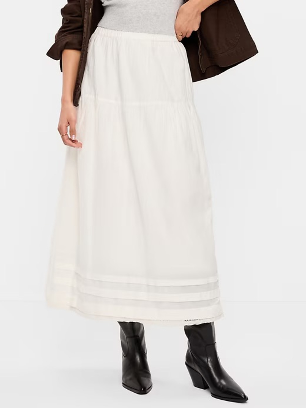 Old Navy 100% cotton white lace trim midi skirt XS